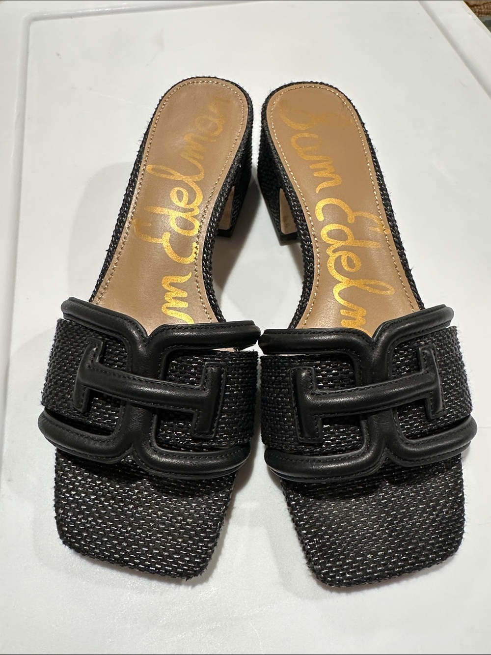 Sam Edelman Black Woven Slide Mules